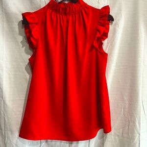 2 Hearts Med cap ruffle sleeve top red